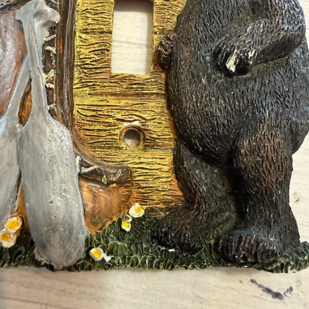 RESIN light SWITCH PLATE Bear Canoe Squirrel Paddles